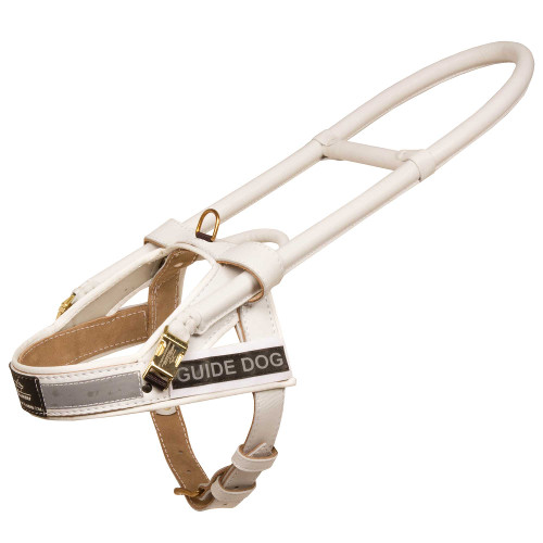 White Leather Harness Reliable for Assistance Dog☀ - Click Image to Close